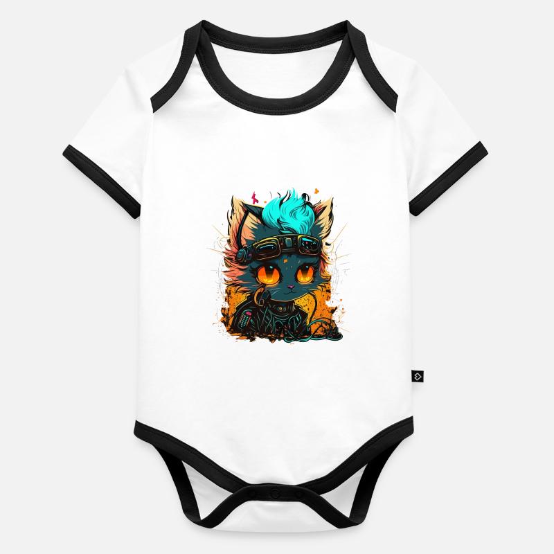 CyberCat Body Bébé bio contrasté manches courtes