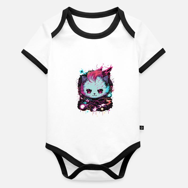 Out of This World Cat Organic Baby Contrasting Bodysuit