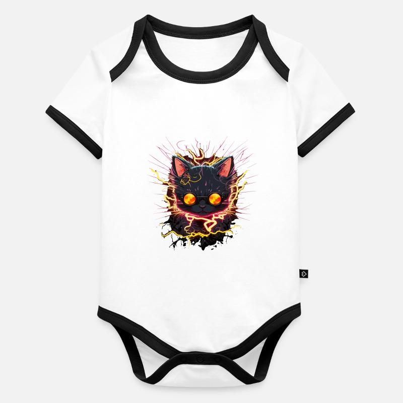 Chat haute tension Body Bébé bio contrasté manches courtes