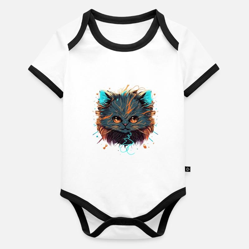 Energize Cat Body Bébé bio contrasté manches courtes