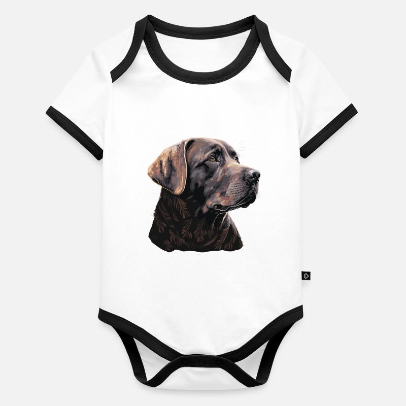 Vue latérale Labrador Retriever Illustration Body Bébé bio contrasté manches courtes