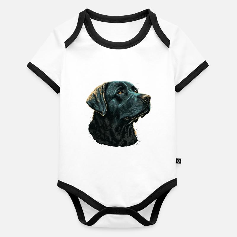 Labrador Retriever bleu foncé Body Bébé bio contrasté manches courtes