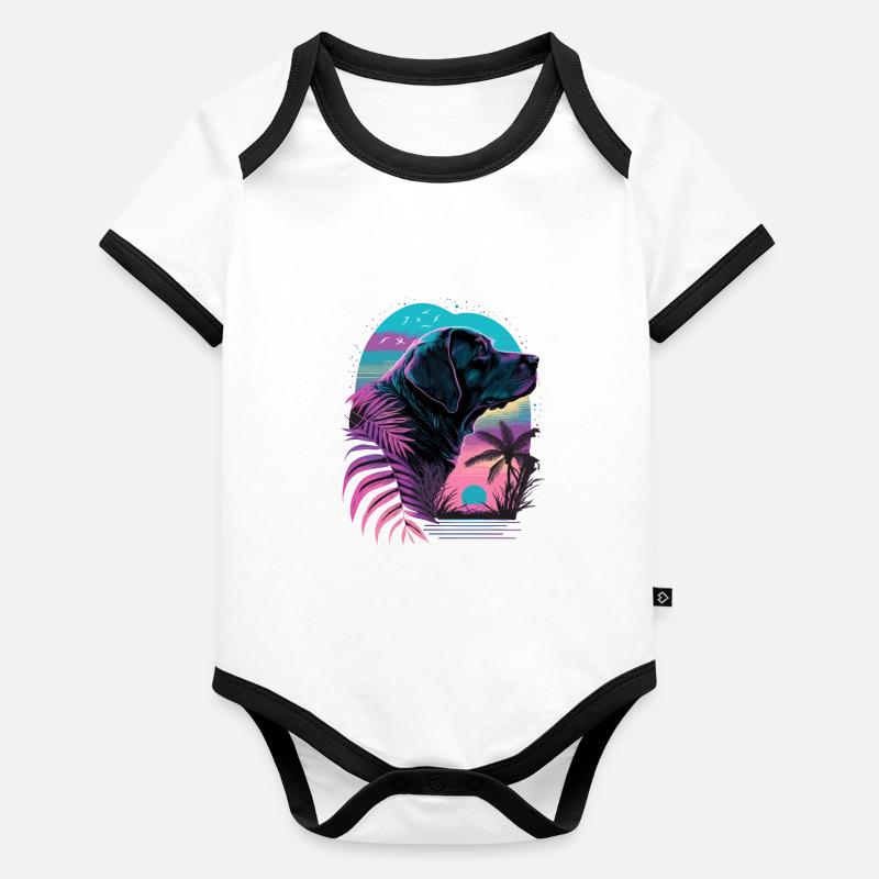 Labrador Retriever aime la plage Vaporwave Body Bébé bio contrasté manches courtes