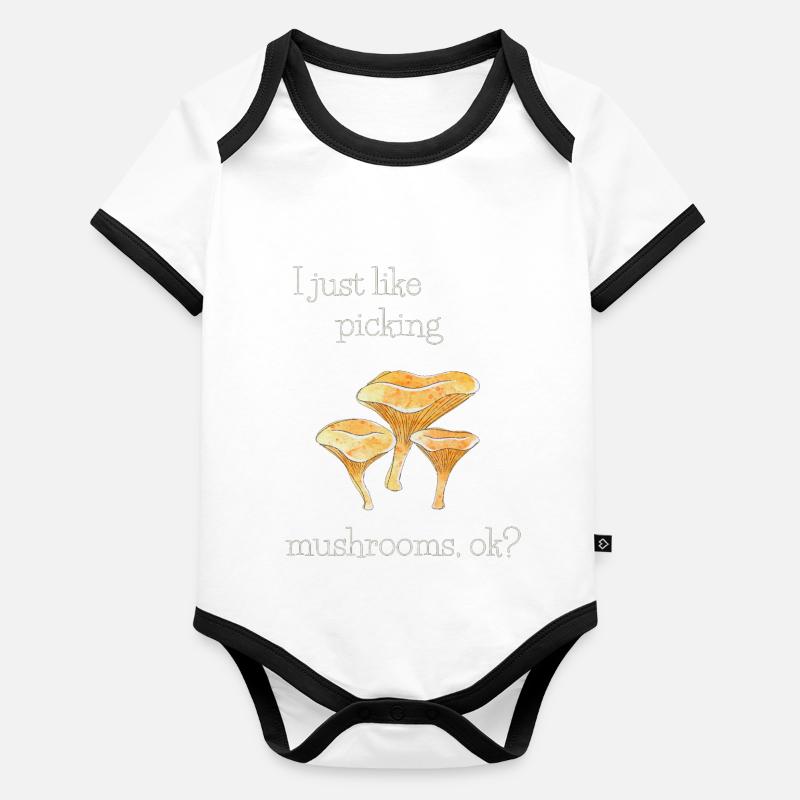 J’aime juste cueillir des champignons3 Body Bébé bio contrasté manches courtes