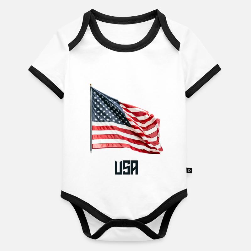 Drapeau Américain Body Bébé bio contrasté manches courtes