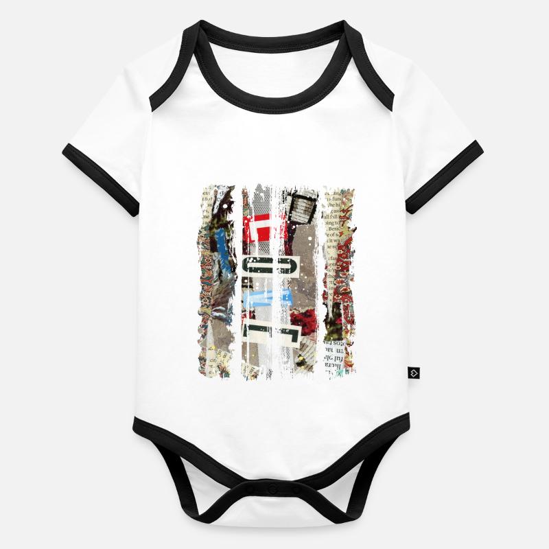 Newspaper Clips Scrapbook Magazines Alphabet Code Organic Baby Contrasting Bodysuit