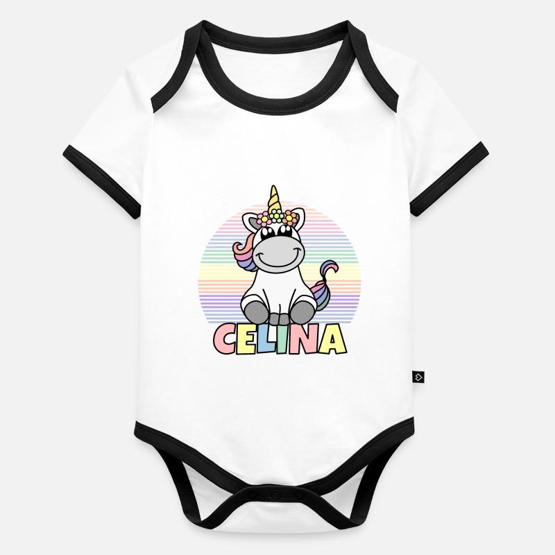 Celina Einhorn Name Baby Bio-Kurzarm-Kontrastbody