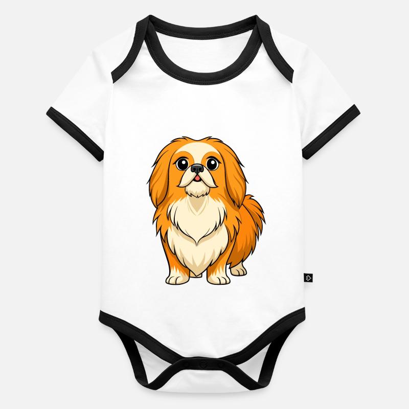 Dignified Pekingese Digital Art Organic Baby Contrasting Bodysuit