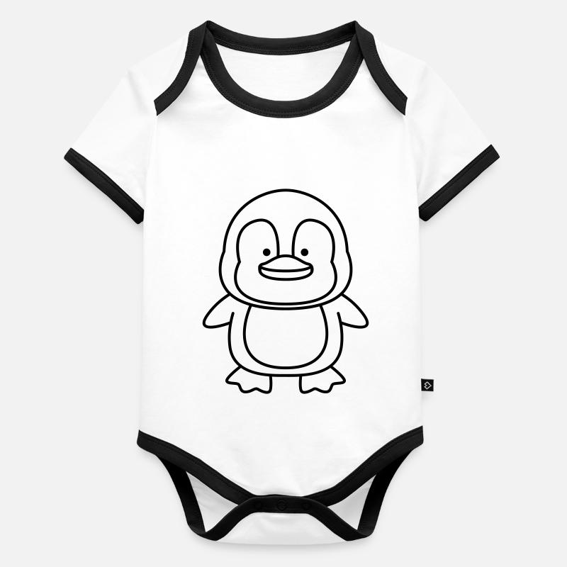 Bande dessinée Pingouin Body Bébé bio contrasté manches courtes