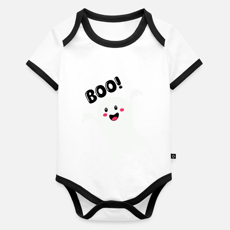 Fantôme 01 Body Bébé bio contrasté manches courtes