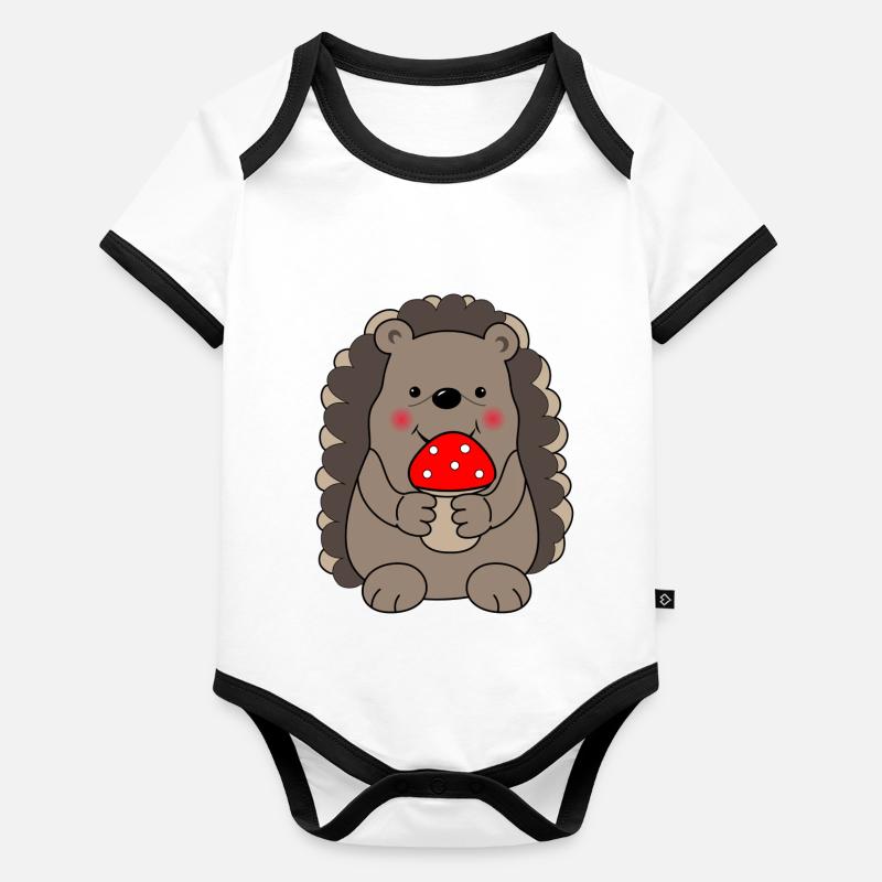Hedgehog with toadstool Organic Baby Contrasting Bodysuit