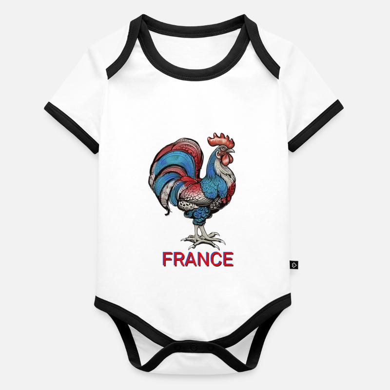 France coque gockel Body Bébé bio contrasté manches courtes