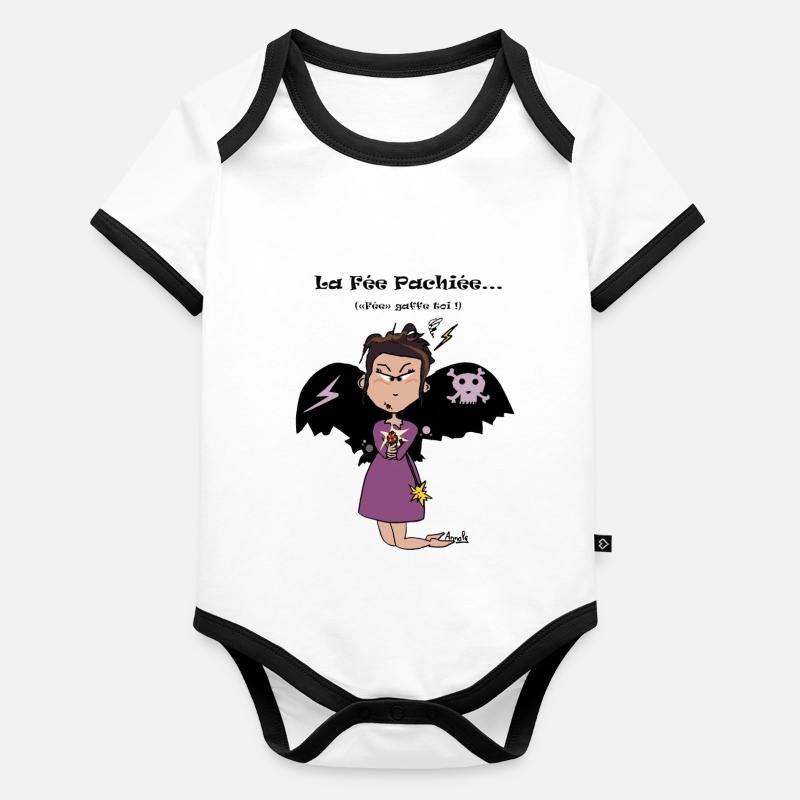 Fée Pachiée brune Body Bébé bio contrasté manches courtes
