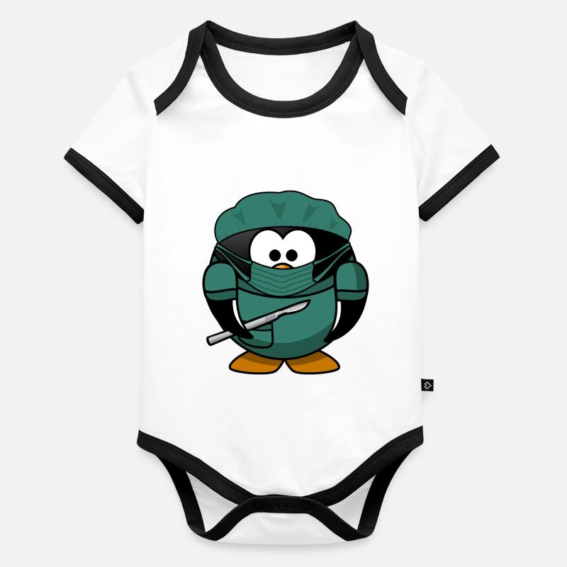 Pinguin Chirurg Baby Bio-Kurzarm-Kontrastbody