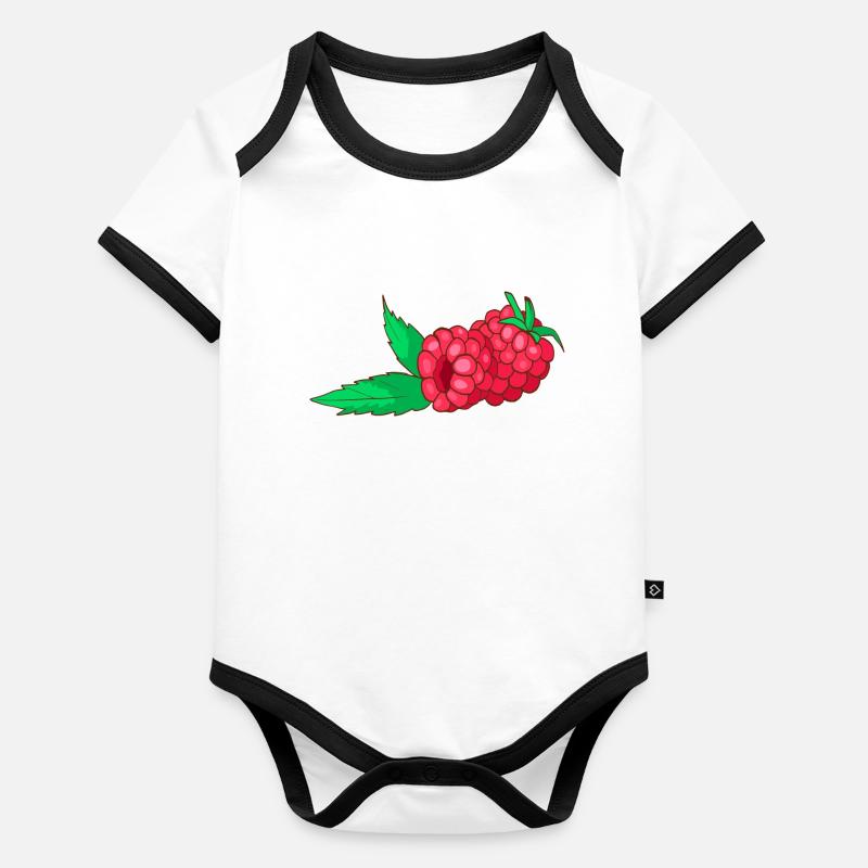Framboises Body Bébé bio contrasté manches courtes