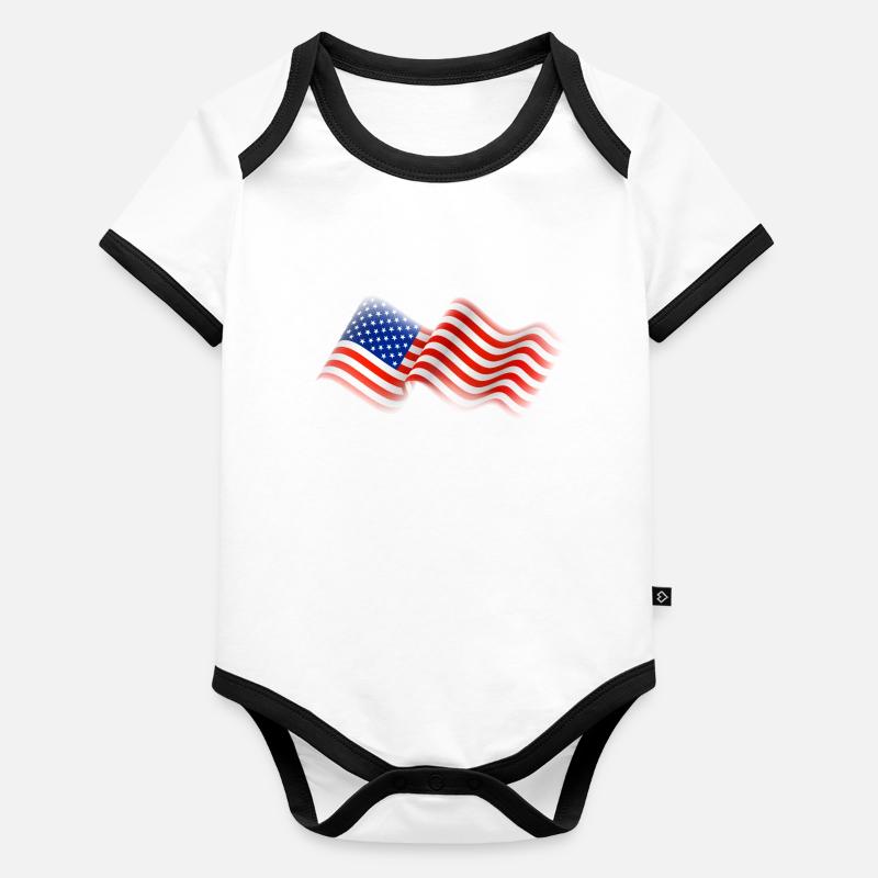 Drapeau américain Body Bébé bio contrasté manches courtes