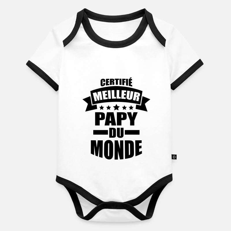 certifié meilleur papy du monde Body Bébé bio contrasté manches courtes