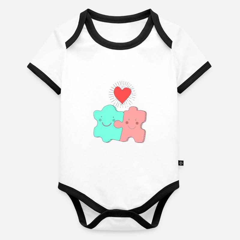 Puzzle love engagement and wedding Organic Baby Contrasting Bodysuit
