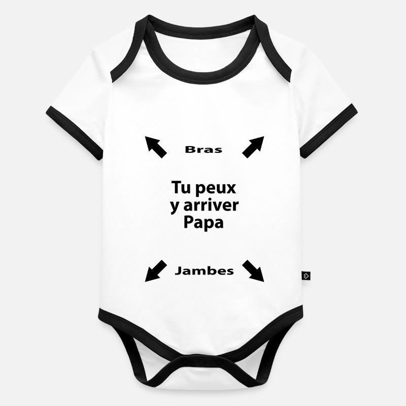 y arriver papa Body Bébé bio contrasté manches courtes
