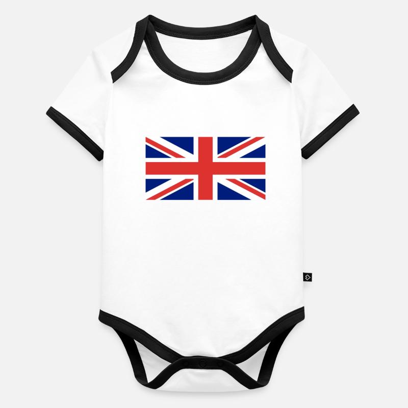 UK Flagge Baby Bio-Kurzarm-Kontrastbody