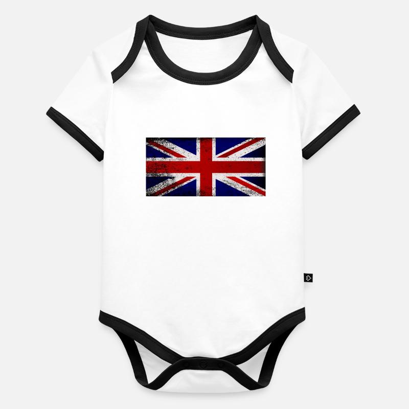 Drapeau Union Jack grunge Body Bébé bio contrasté manches courtes