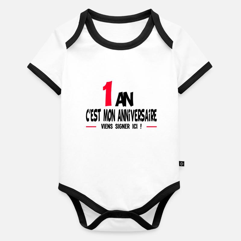 1 an anniversaire Body Bébé bio contrasté manches courtes