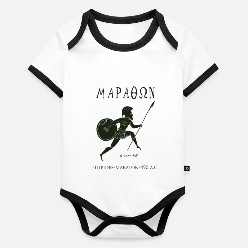 marathon nigrum Body Bébé bio contrasté manches courtes