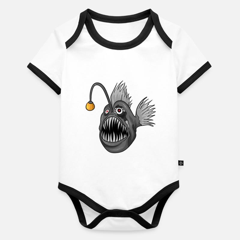 Un poisson du diable effrayant Body Bébé bio contrasté manches courtes