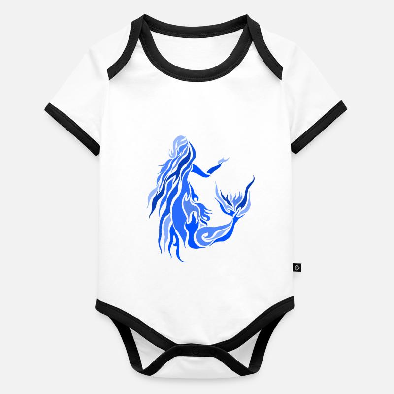 SIRÈNE BLEUE 2 Body Bébé bio contrasté manches courtes