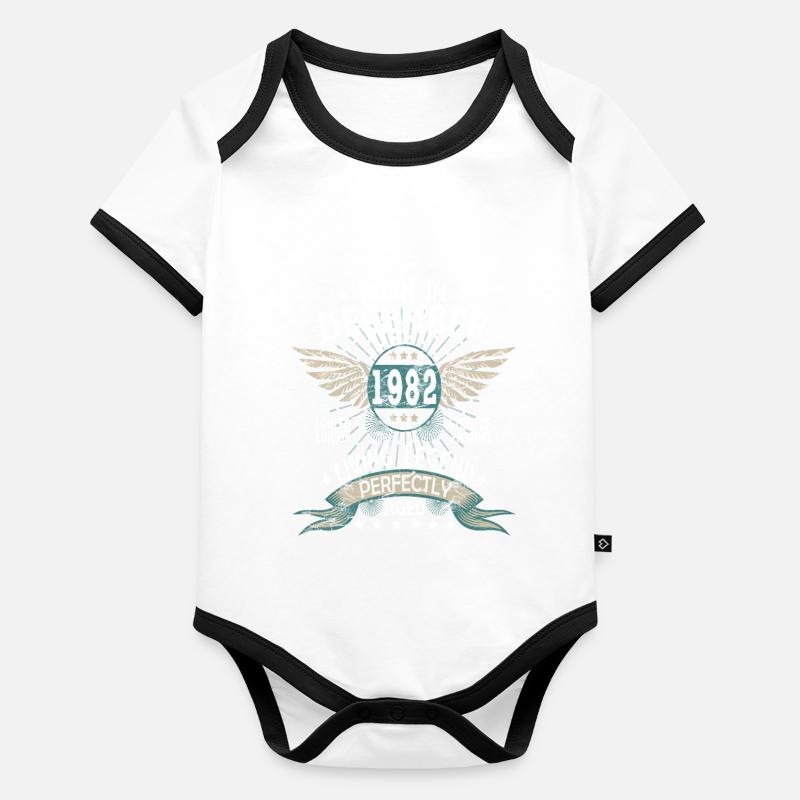 Légendes nées en décembre 1982 Body Bébé bio contrasté manches courtes