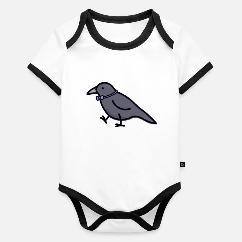 Corbeau mignon Body Bébé bio contrasté manches courtes