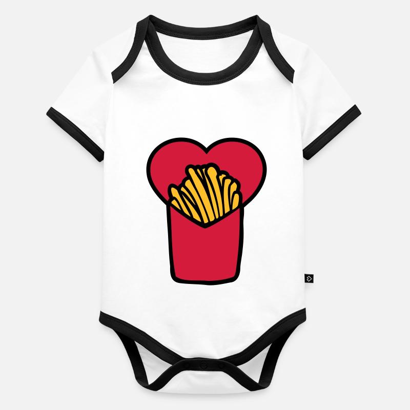 French Fries Love Baby Bio-Kurzarm-Kontrastbody