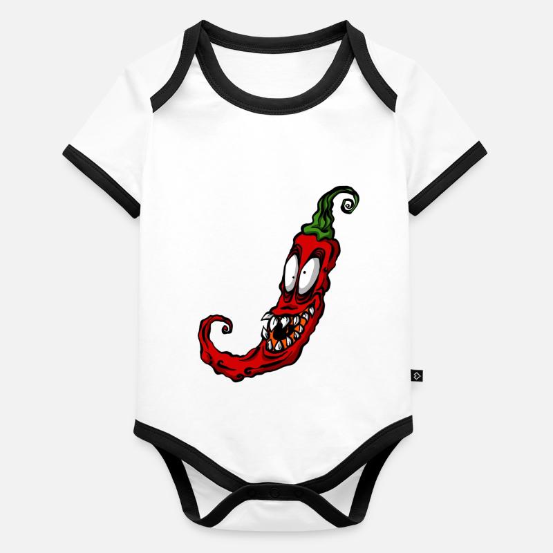 Légume piment rouge Body Bébé bio contrasté manches courtes