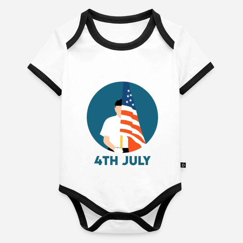 4 juillet Body Bébé bio contrasté manches courtes