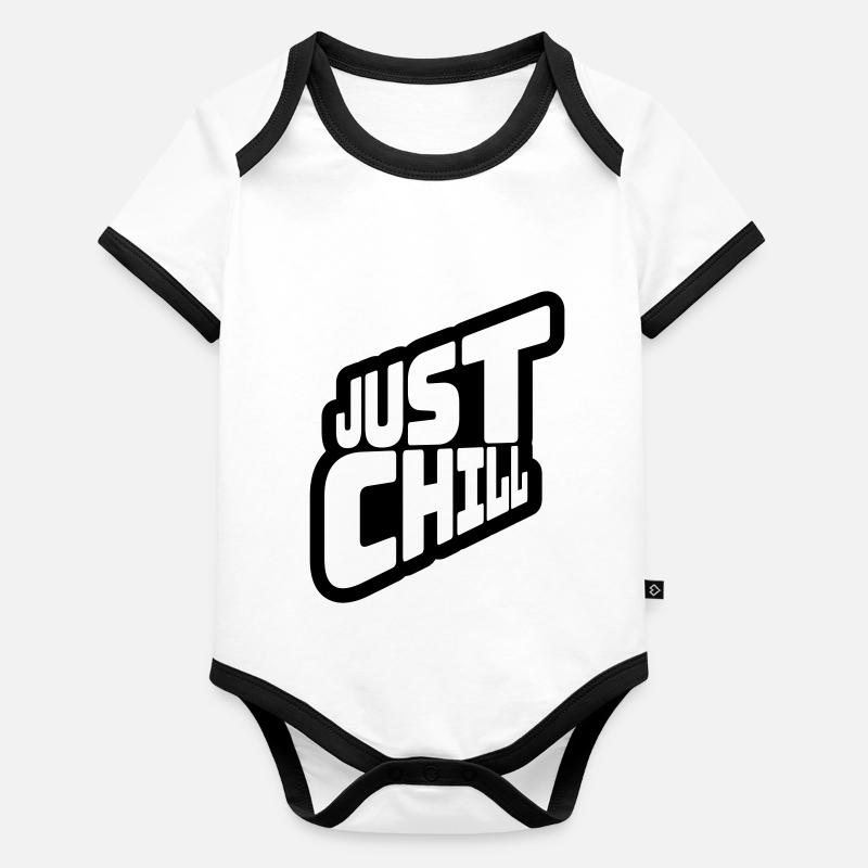 Just Chill Text Logo Body Bébé bio contrasté manches courtes