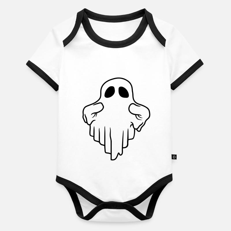 Comic lustiger schwebender Geist Baby Bio-Kurzarm-Kontrastbody