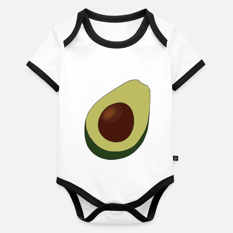 Avocado Illustration Geschenkidee Baby Bio-Kurzarm-Kontrastbody