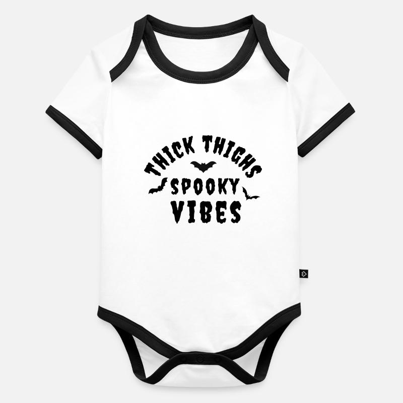 dicke Oberschenkel gruselige Vibes Baby Bio-Kurzarm-Kontrastbody