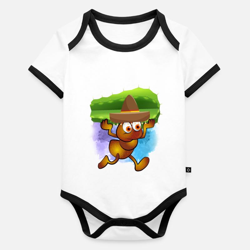Brown ant with charro and captus Organic Baby Contrasting Bodysuit