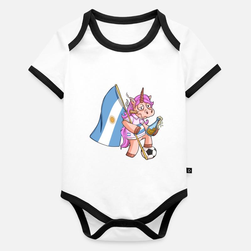Licorne du parti argentin Body Bébé bio contrasté manches courtes
