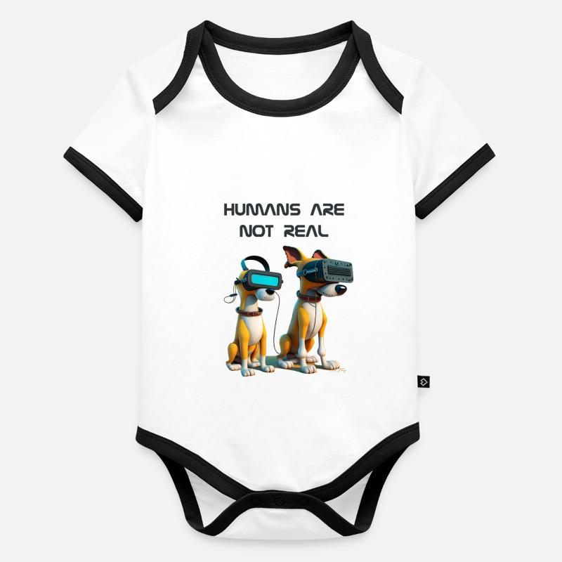 Les humas ne sont pas réels - Version 2 Body Bébé bio contrasté manches courtes