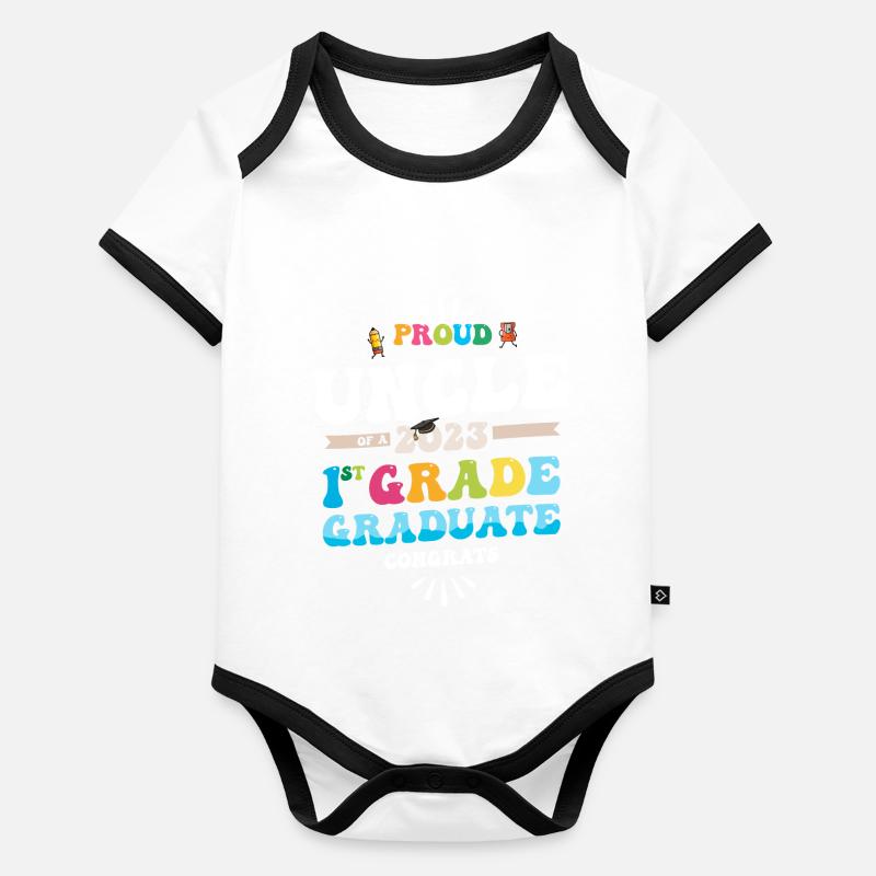 Stolzer Onkel einer 1. Klasse von 2023 Baby Bio-Kurzarm-Kontrastbody