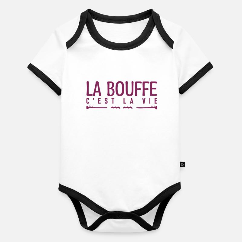 La bouffe c'est la vie. J'aime la bouffe. Body Bébé bio contrasté manches courtes