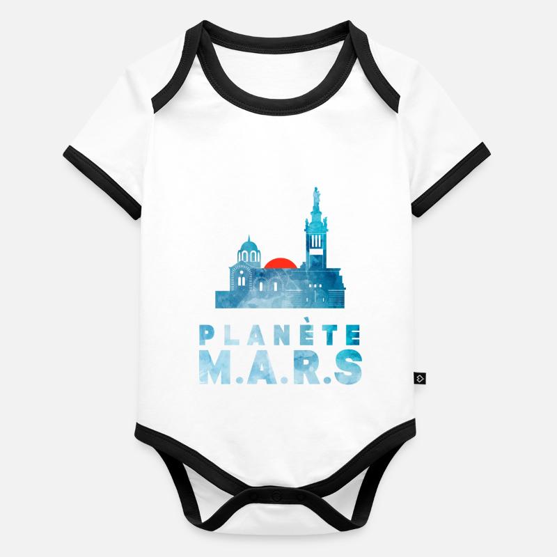 Planète Mars 2 Body Bébé bio contrasté manches courtes