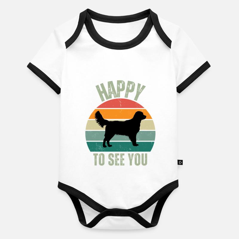 HEUREUX DE VOUS VOIR Body Bébé bio contrasté manches courtes