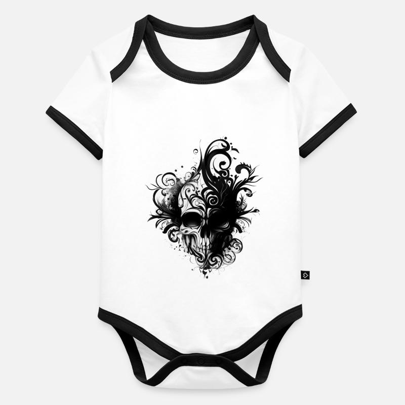 Éclabousser le crâne multicolore. Ornement visage Body Bébé bio contrasté manches courtes