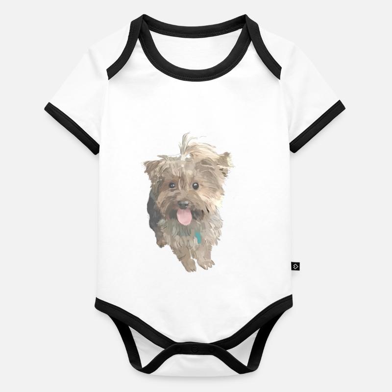 York Hund Baby Bio-Kurzarm-Kontrastbody