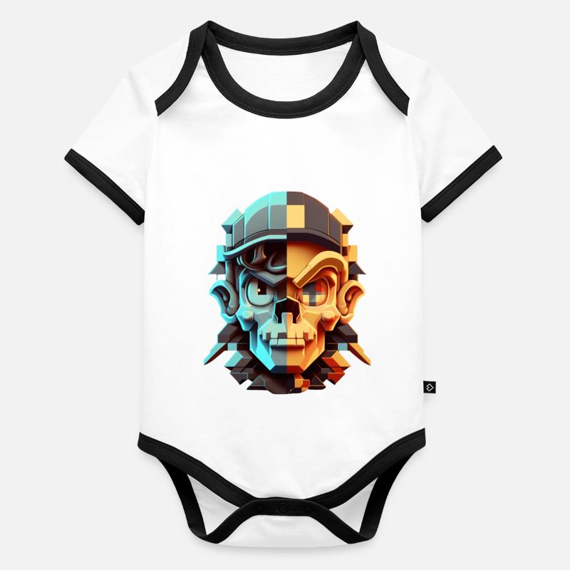 Dude 8bit Pixelart Organic Baby Contrasting Bodysuit