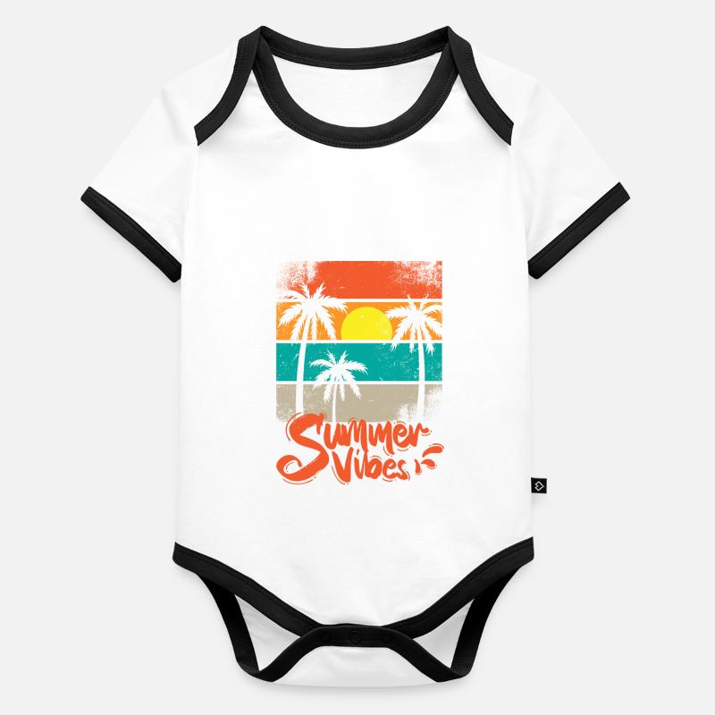 Summer vibes sunset retro Organic Baby Contrasting Bodysuit