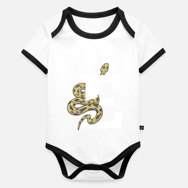 Lettre e serpent Body Bébé bio contrasté manches courtes